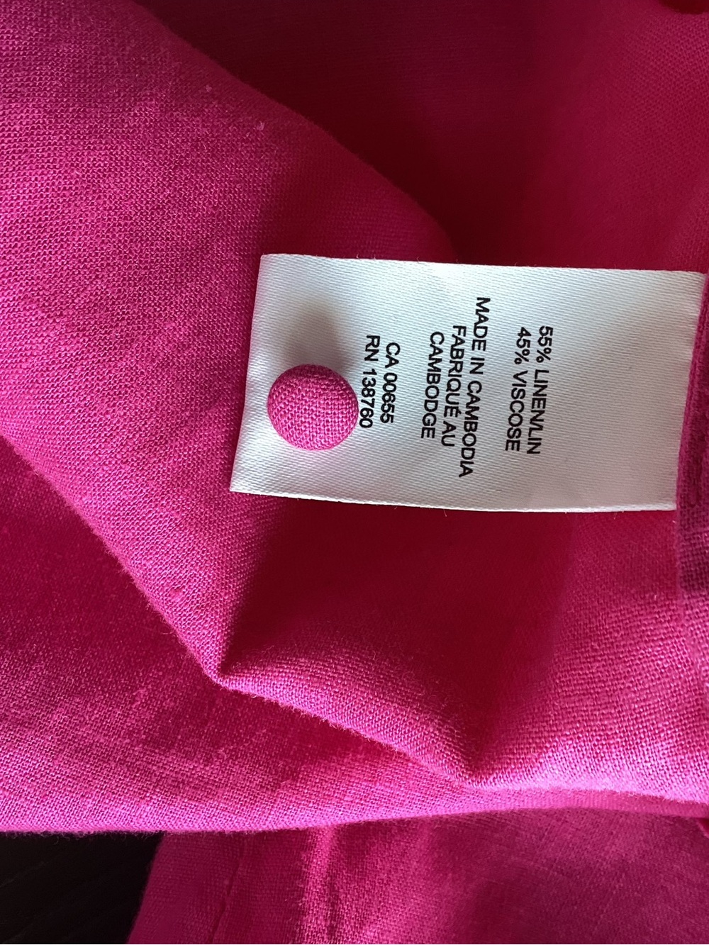 RW&CO. Puff Sleeve Blouse in Hot Pink. 55% linen.NWOT - Picture 3 of 5